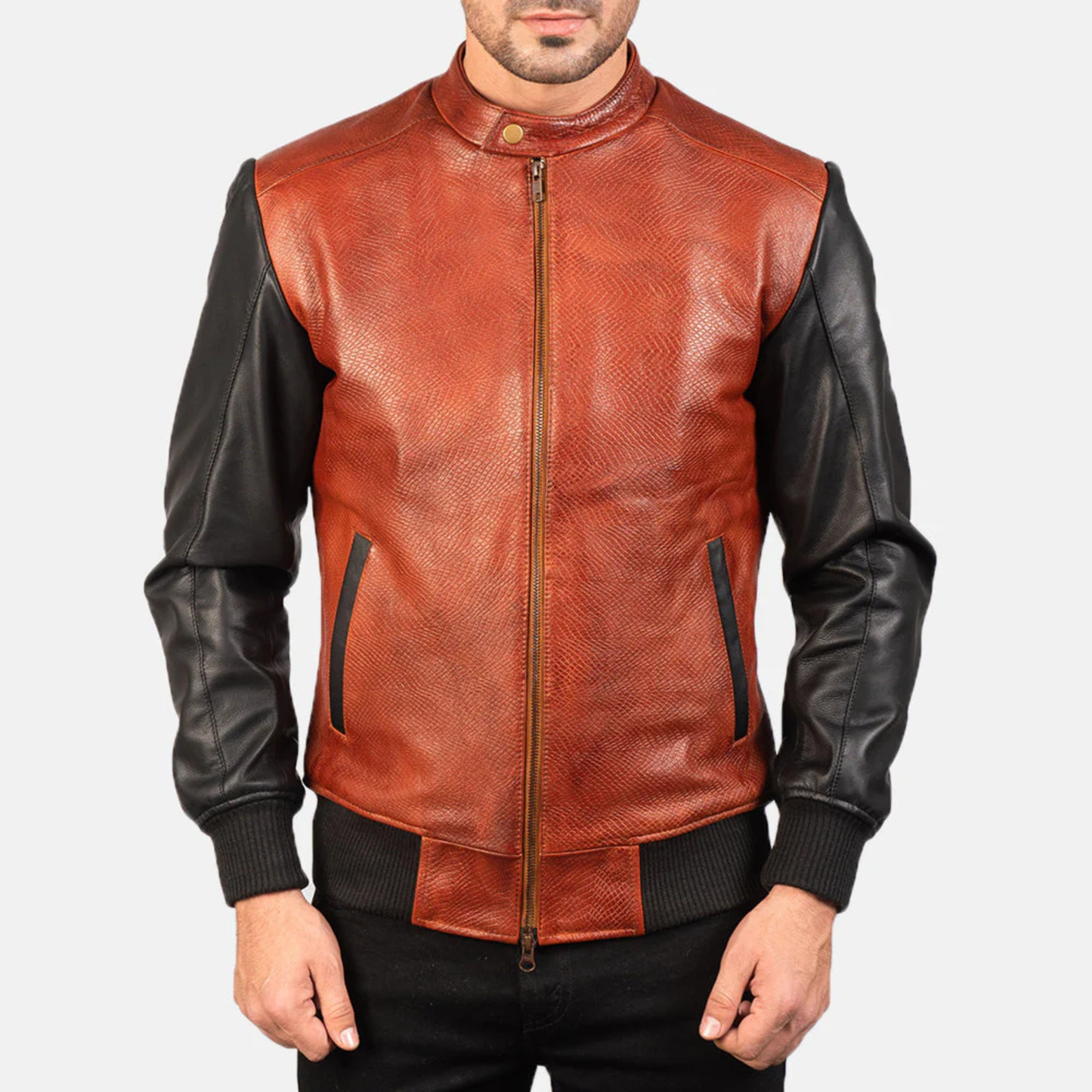 Men's Real Leather Avan Bomber Jacket Aviator Coat Zip Up Casual Winter Jacket
