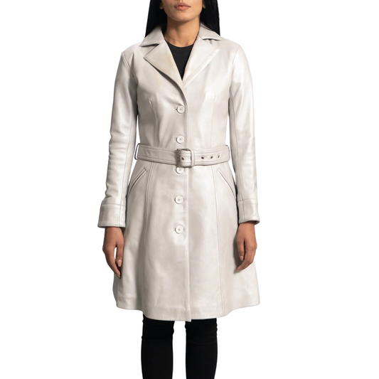 Moonlight Real Sheepskin Leather Trench Coat for Women Luxury Long Leather Coat Quilted Winter Outerwear