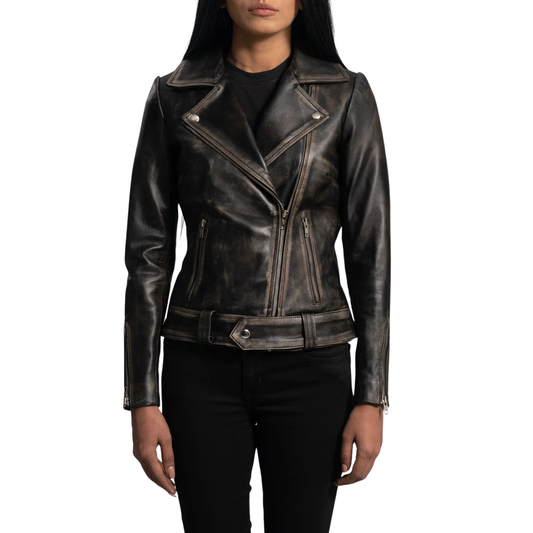 Rumy Women’s Real Leather Biker Jacket Premium Genuine Sheepskin Leather Moto Jacket