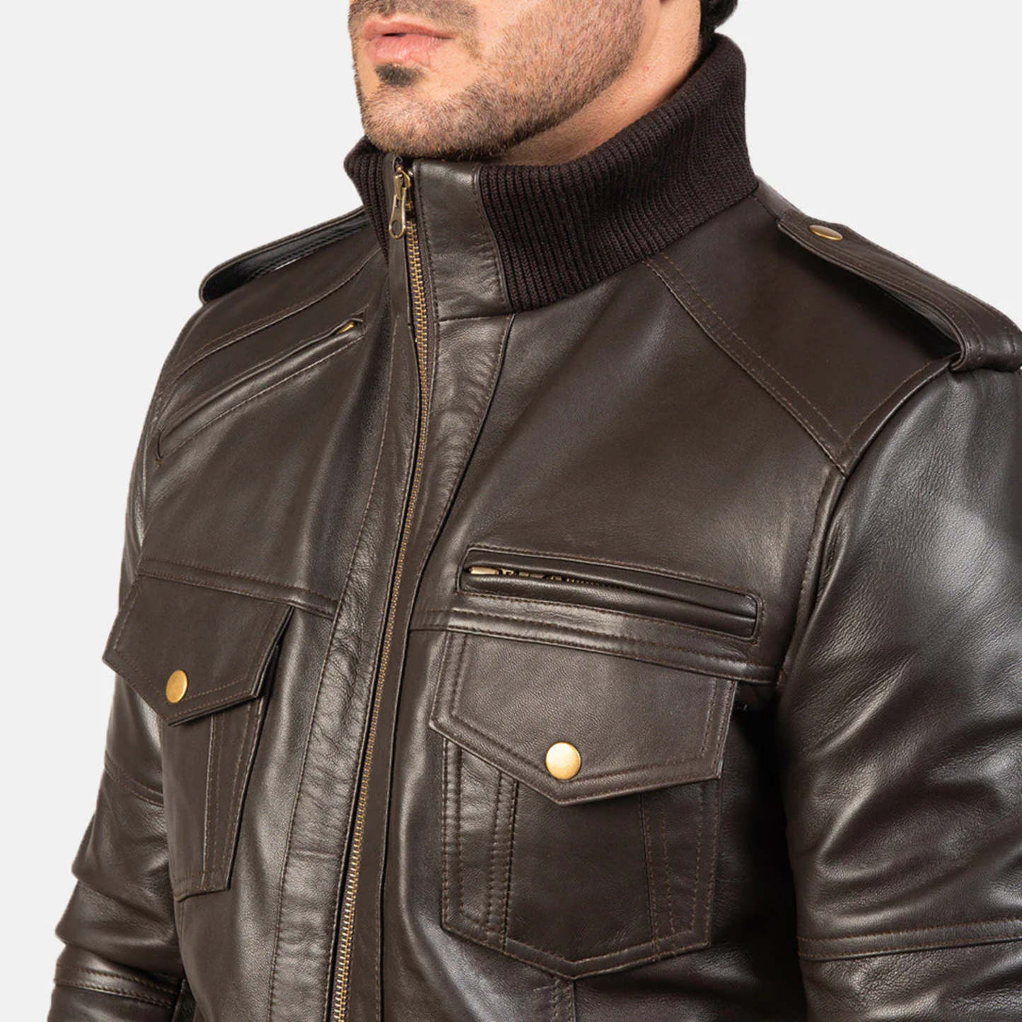 Agent Shadow Real Sheepskin Leather Bomber Jacket Men’s Classic Flight Outerwear