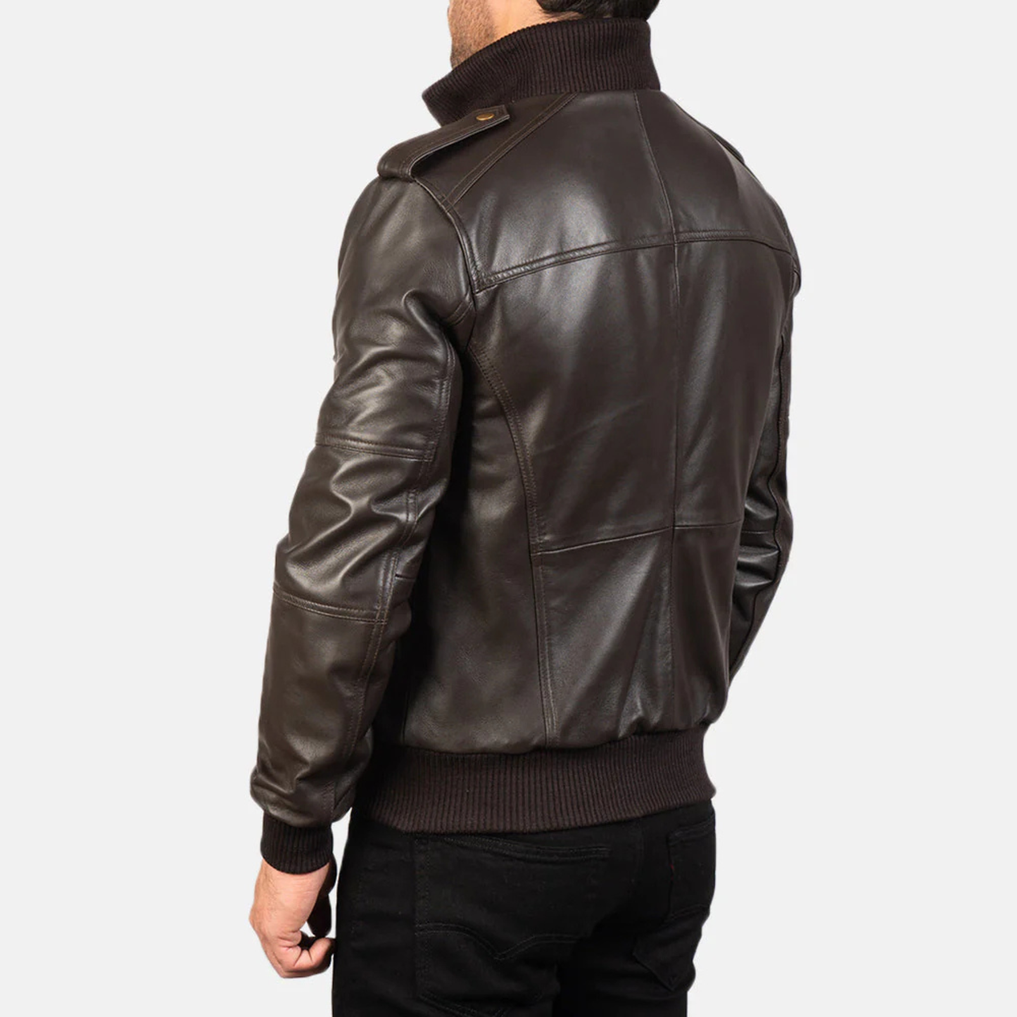 Agent Shadow Real Sheepskin Leather Bomber Jacket Men’s Classic Flight Outerwear