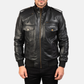 Agent Shadow Real Sheepskin Leather Bomber Jacket Men’s Classic Flight Outerwear
