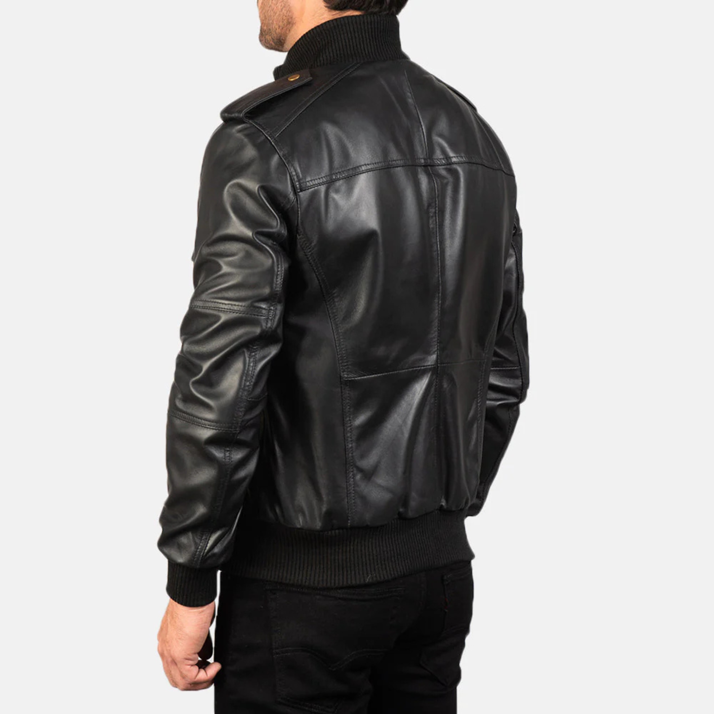 Agent Shadow Real Sheepskin Leather Bomber Jacket Men’s Classic Flight Outerwear