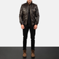 Agent Shadow Real Sheepskin Leather Bomber Jacket Men’s Classic Flight Outerwear