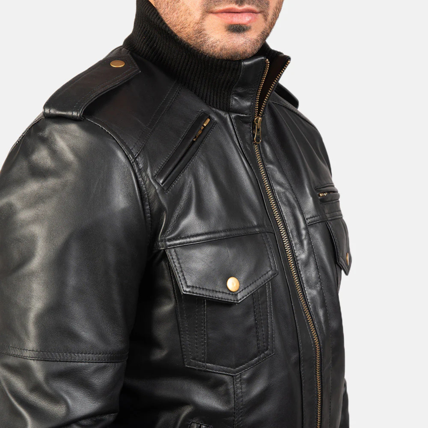 Agent Shadow Real Sheepskin Leather Bomber Jacket Men’s Classic Flight Outerwear
