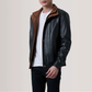 Men's Genuine Leather Alfred Bomber Jacket Aviator Flight Casual Winter Coat