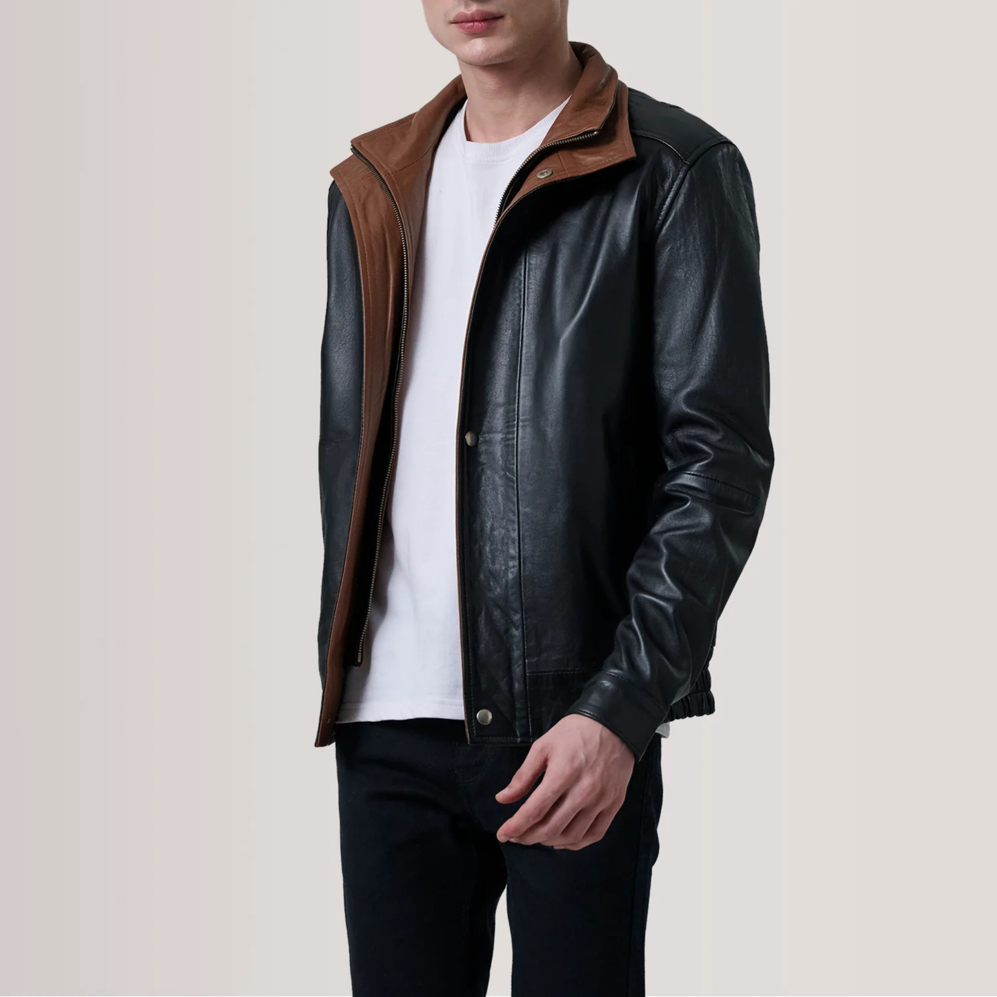 Men's Genuine Leather Alfred Bomber Jacket Aviator Flight Casual Winter Coat