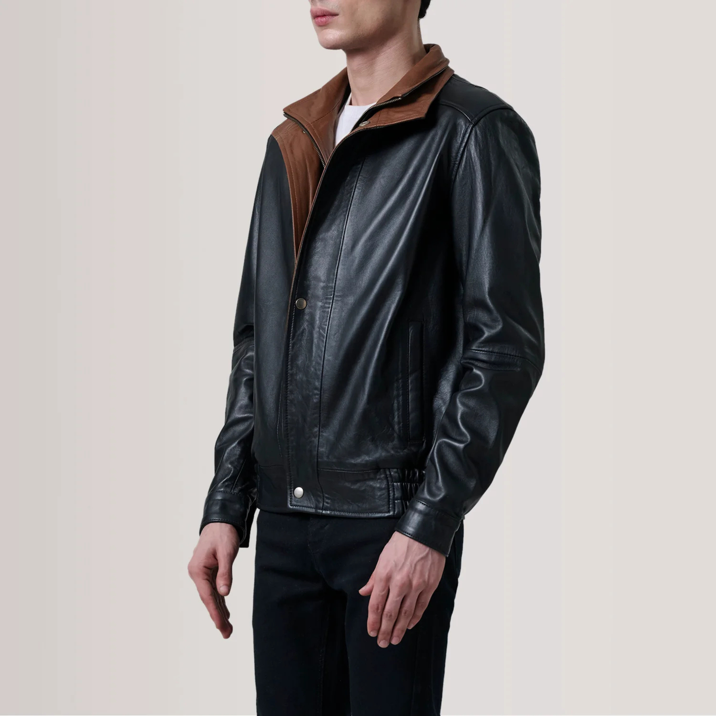 Men's Genuine Leather Alfred Bomber Jacket Aviator Flight Casual Winter Coat