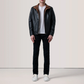 Men's Genuine Leather Alfred Bomber Jacket Aviator Flight Casual Winter Coat