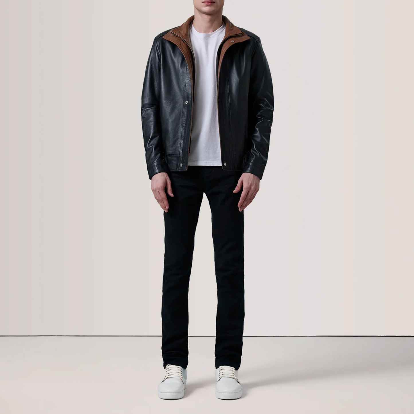 Men's Genuine Leather Alfred Bomber Jacket Aviator Flight Casual Winter Coat