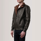 Men's Genuine Leather Alfred Bomber Jacket Aviator Flight Casual Winter Coat