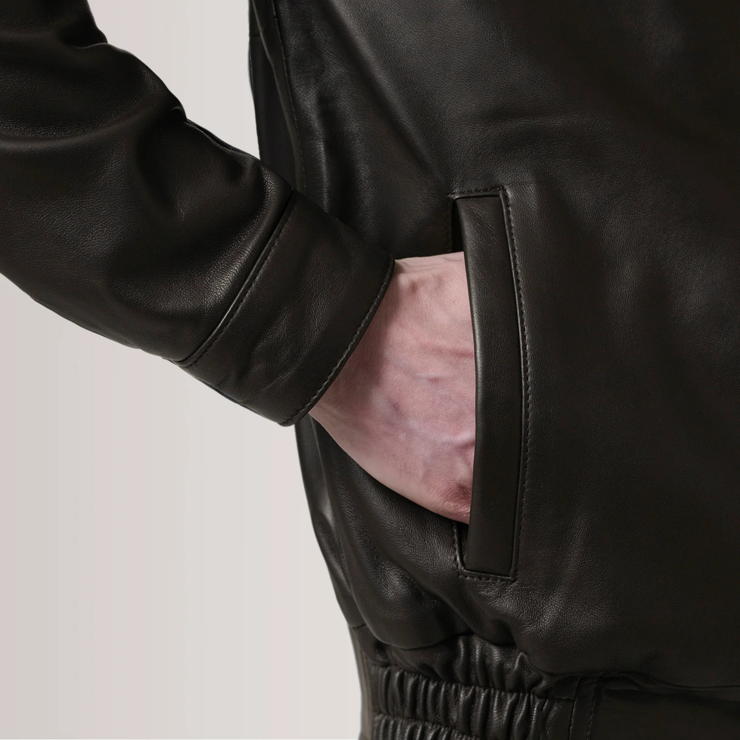 Men's Genuine Leather Alfred Bomber Jacket Aviator Flight Casual Winter Coat