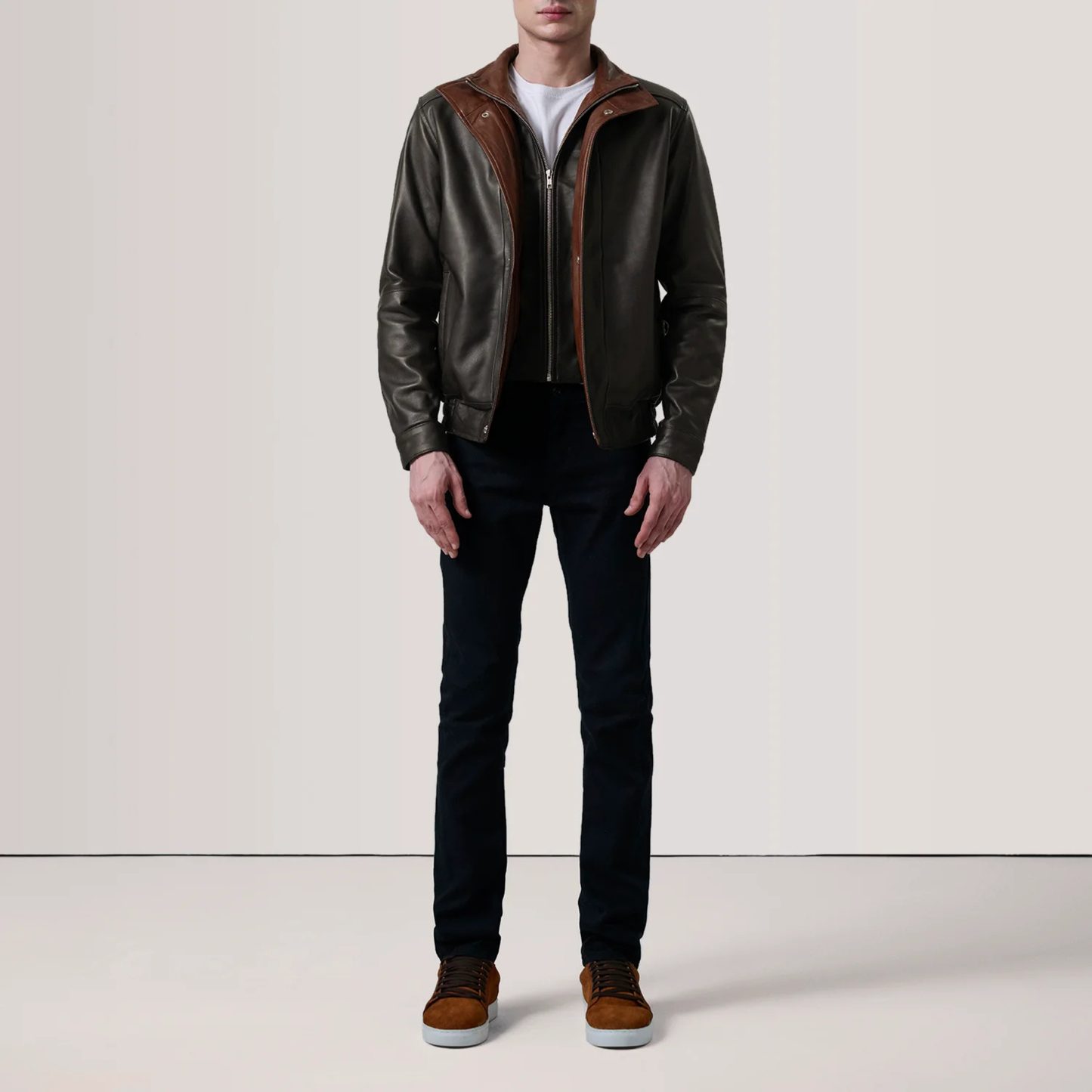 Men's Genuine Leather Alfred Bomber Jacket Aviator Flight Casual Winter Coat
