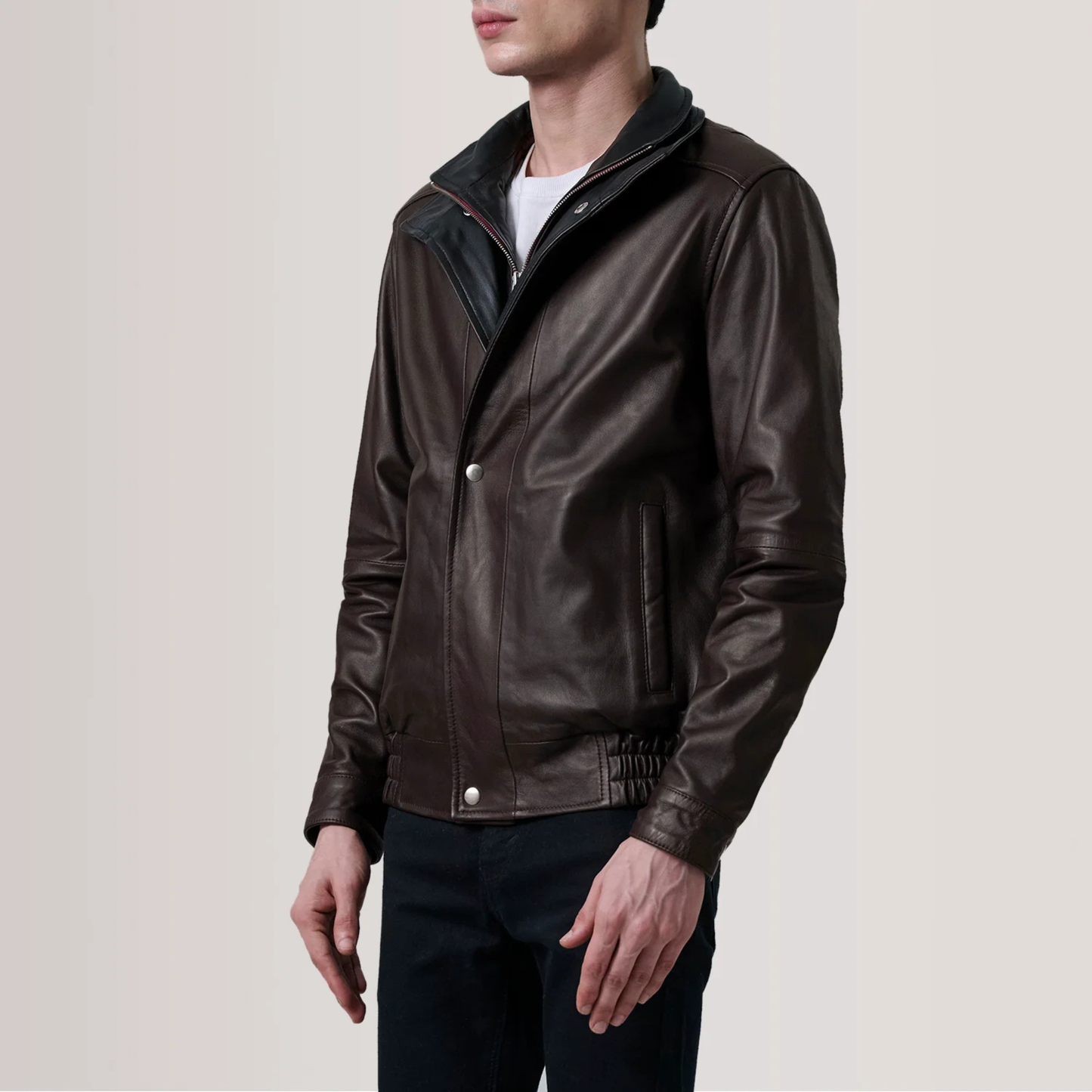 Men's Genuine Leather Alfred Bomber Jacket Aviator Flight Casual Winter Coat