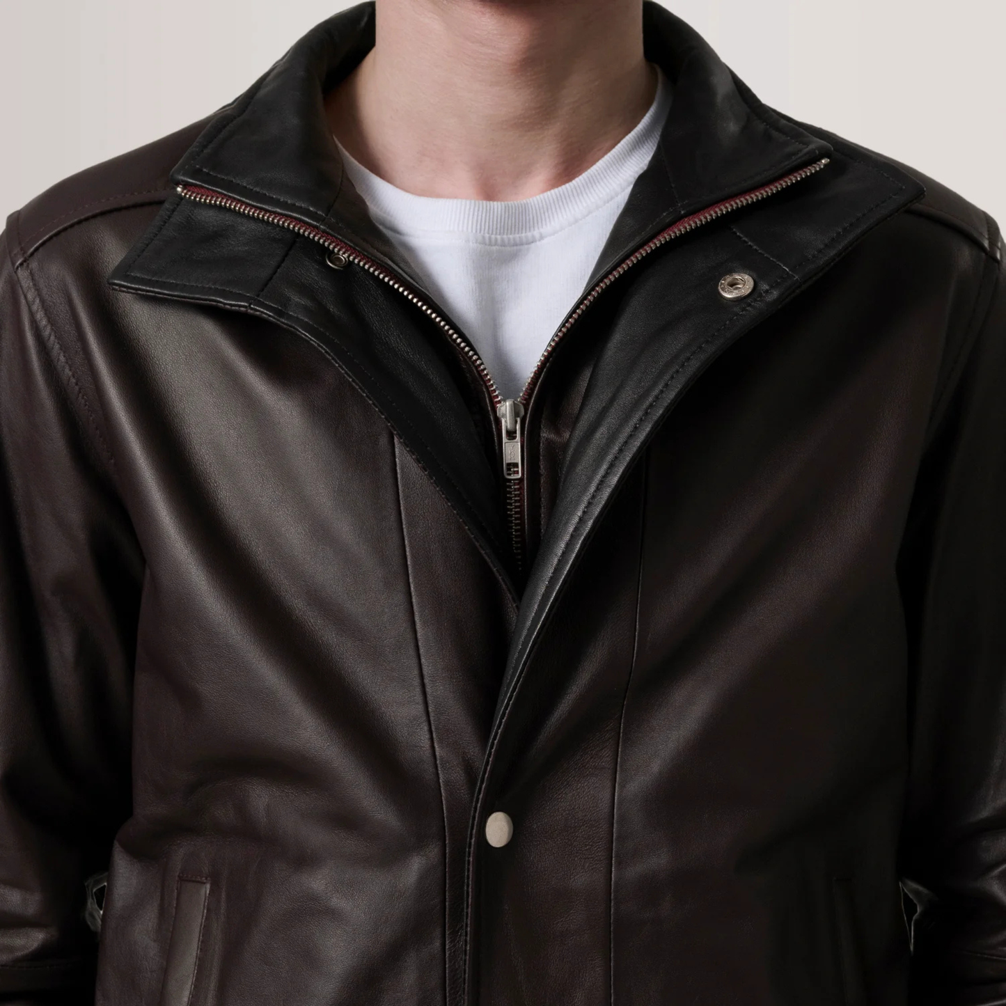 Men's Genuine Leather Alfred Bomber Jacket Aviator Flight Casual Winter Coat