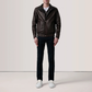 Men's Genuine Leather Alfred Bomber Jacket Aviator Flight Casual Winter Coat