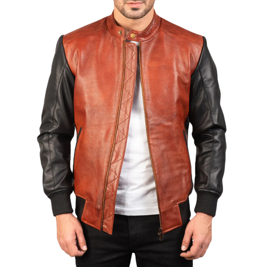 Men's Real Leather Avan Bomber Jacket Aviator Coat Zip Up Casual Winter Jacket