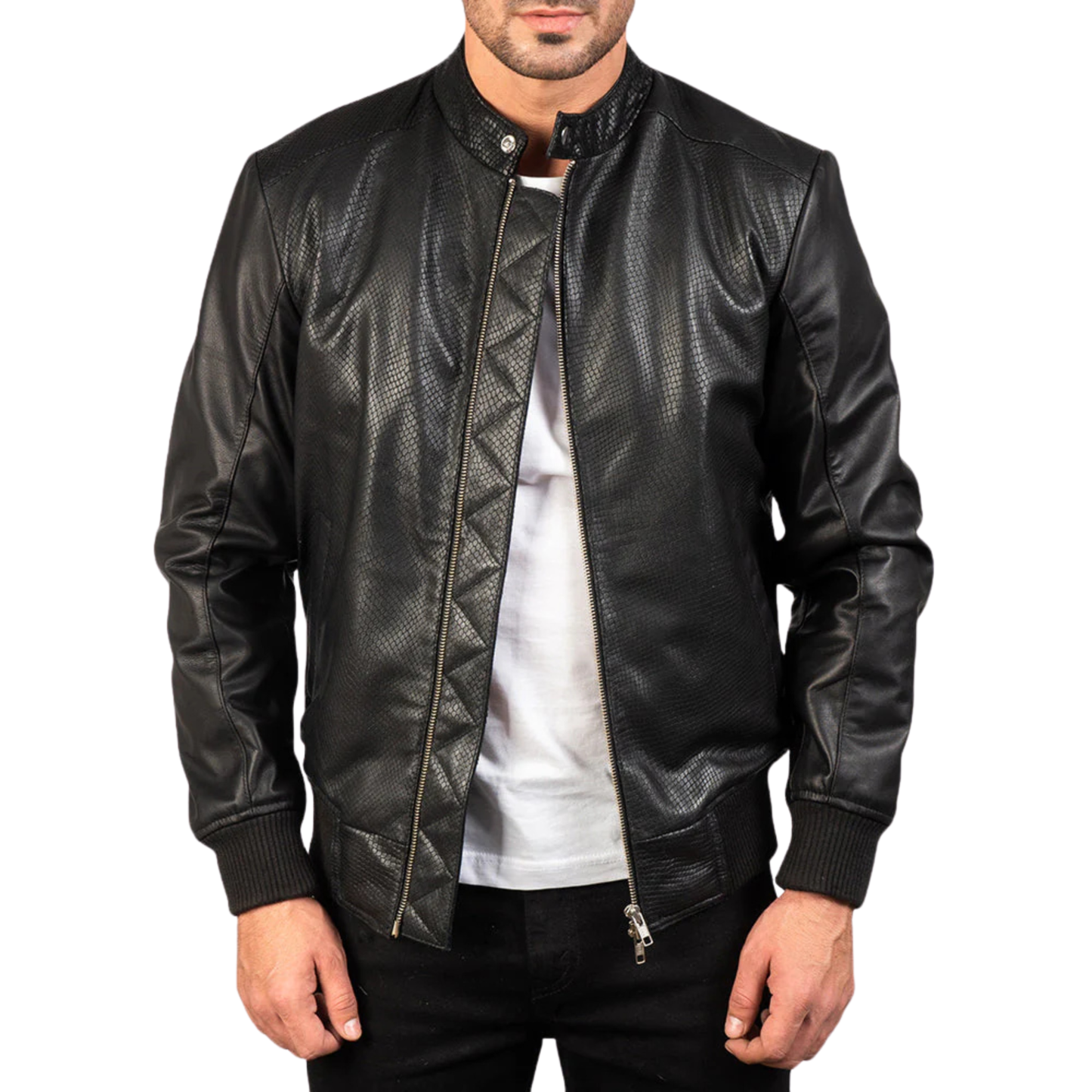 Men's Real Leather Avan Bomber Jacket Aviator Coat Zip Up Casual Winter Jacket