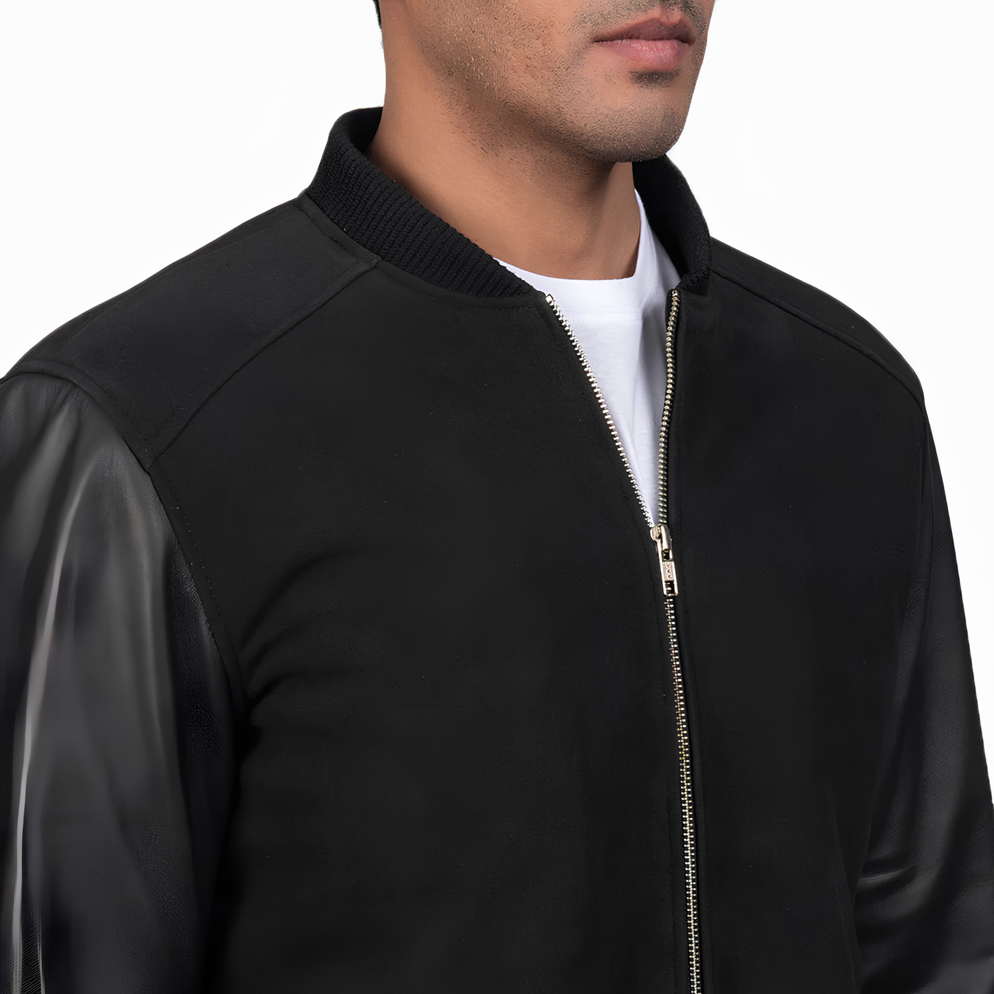 Blain Men’s Suede Bomber Jacket Real Leather Classic Casual Zip-Up Coat