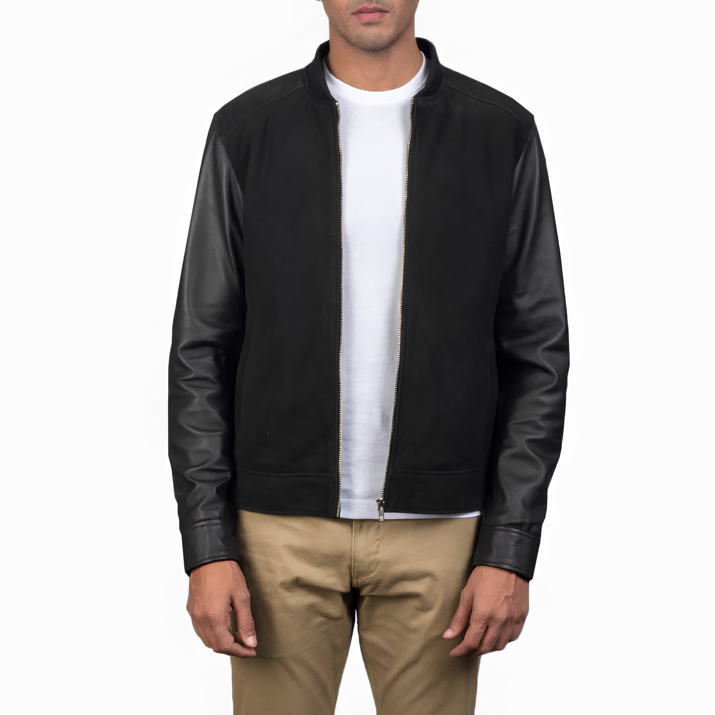 Blain Men’s Suede Bomber Jacket Real Leather Classic Casual Zip-Up Coat