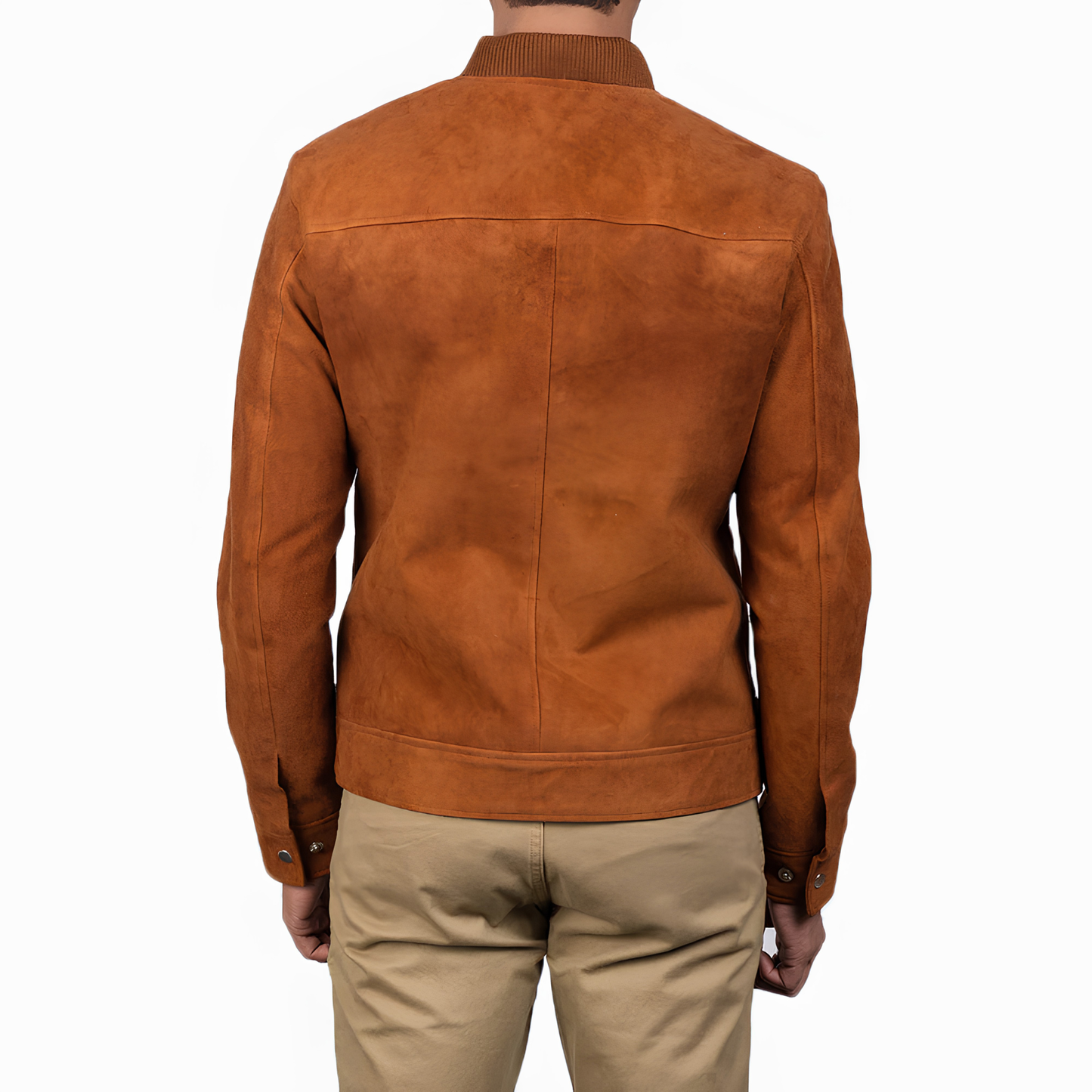Blain Men’s Suede Bomber Jacket Real Leather Classic Casual Zip-Up Coat