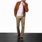 Blain Men’s Suede Bomber Jacket Real Leather Classic Casual Zip-Up Coat
