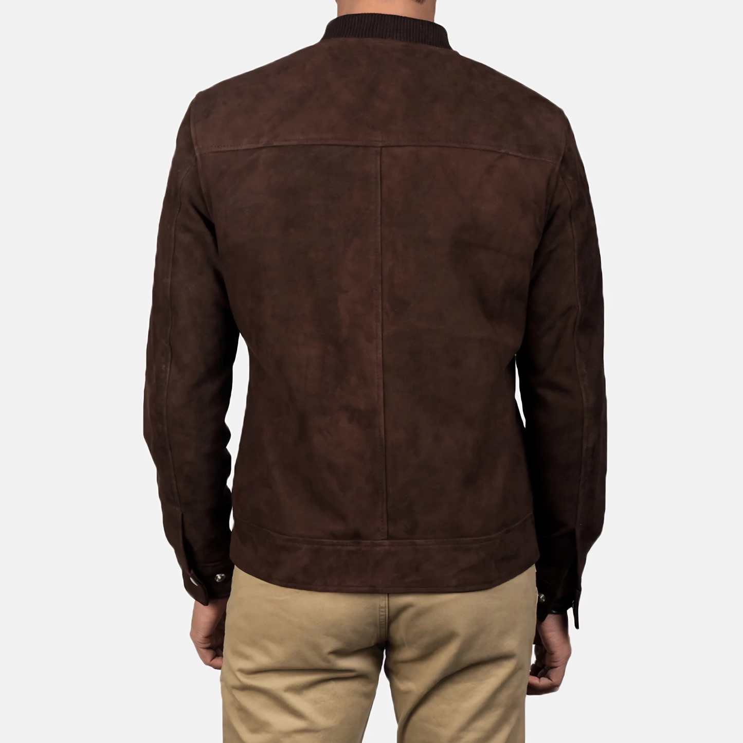 Blain Men’s Suede Bomber Jacket Real Leather Classic Casual Zip-Up Coat