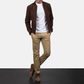 Blain Men’s Suede Bomber Jacket Real Leather Classic Casual Zip-Up Coat