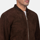Blain Men’s Suede Bomber Jacket Real Leather Classic Casual Zip-Up Coat