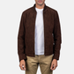 Blain Men’s Suede Bomber Jacket Real Leather Classic Casual Zip-Up Coat