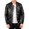 Bomia Premium MA-1 Genuine Leather Bomber Jacket Classic Military Style Outerwear