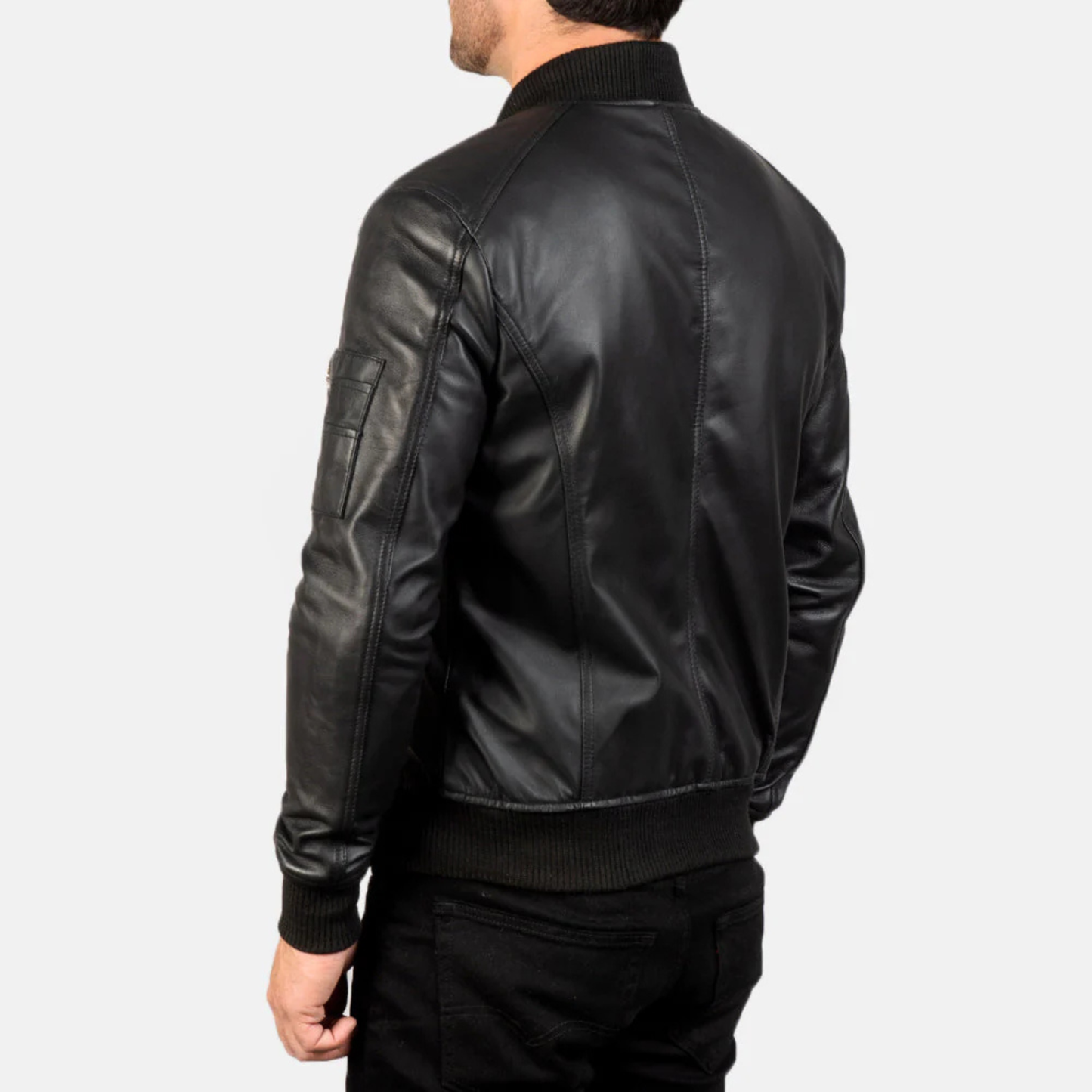 Bomia Premium MA-1 Genuine Leather Bomber Jacket Classic Military Style Outerwear