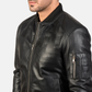 Bomia Premium MA-1 Genuine Leather Bomber Jacket Classic Military Style Outerwear