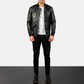 Bomia Premium MA-1 Genuine Leather Bomber Jacket Classic Military Style Outerwear