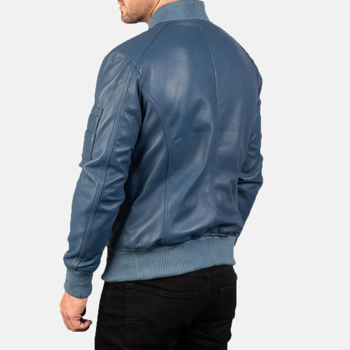 Bomia Premium MA-1 Genuine Leather Bomber Jacket Classic Military Style Outerwear