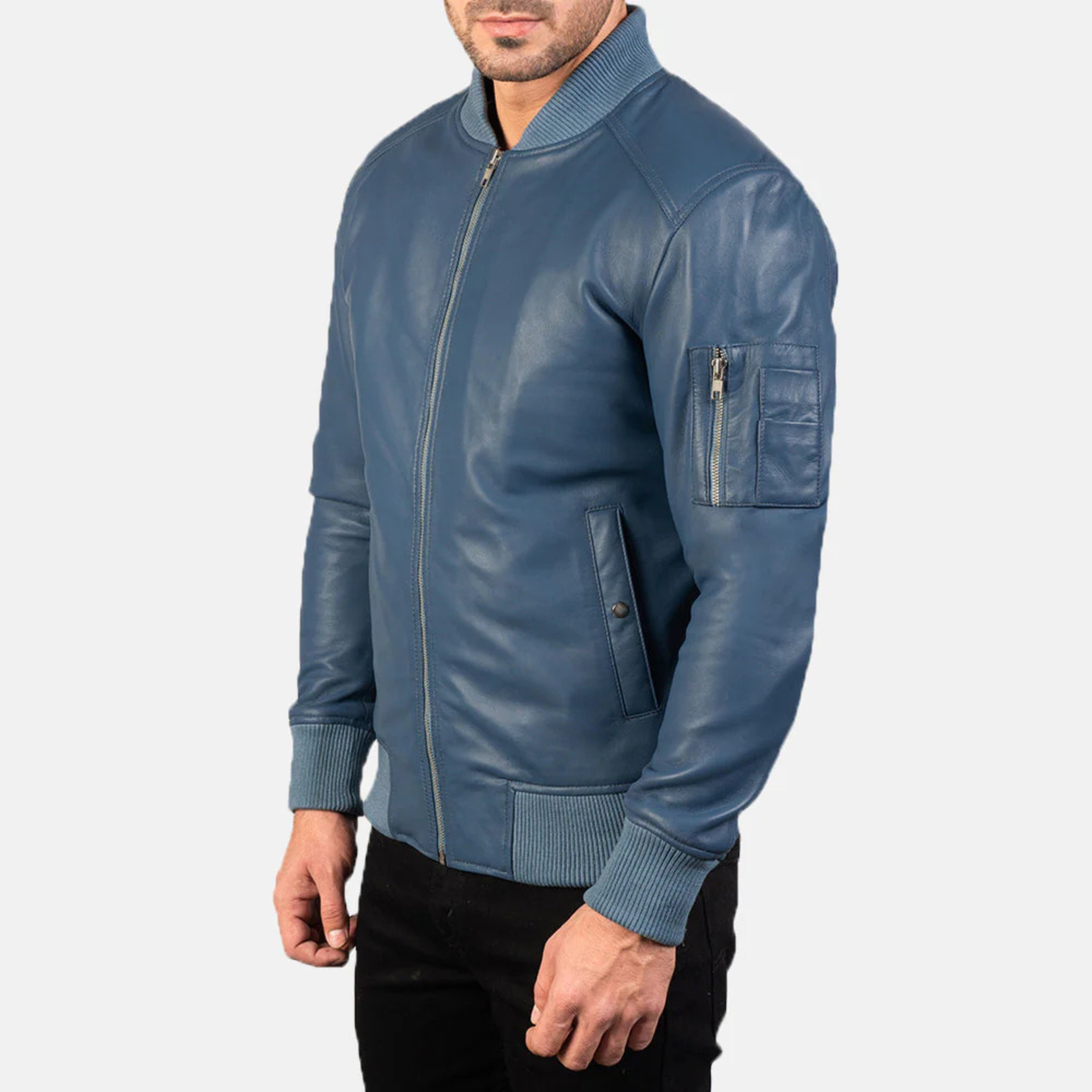 Bomia Premium MA-1 Genuine Leather Bomber Jacket Classic Military Style Outerwear