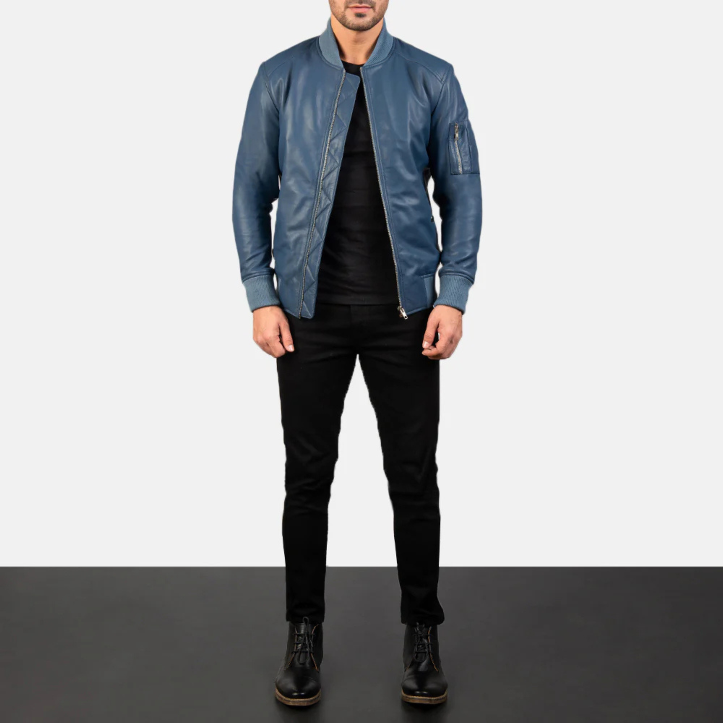 Bomia Premium MA-1 Genuine Leather Bomber Jacket Classic Military Style Outerwear