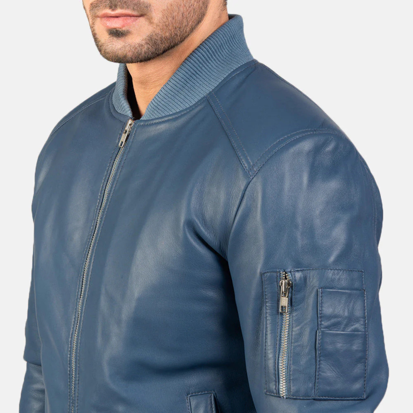 Bomia Premium MA-1 Genuine Leather Bomber Jacket Classic Military Style Outerwear