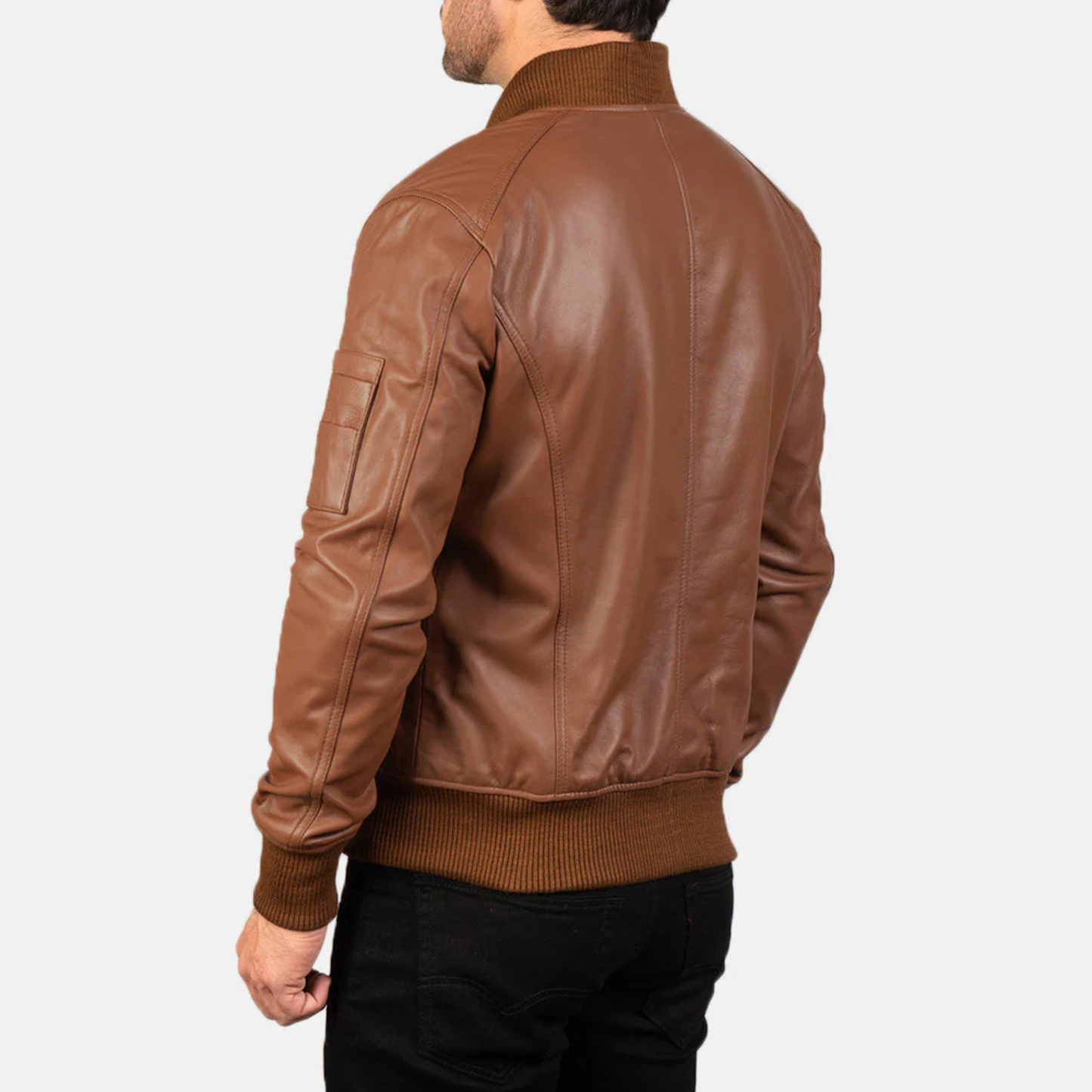 Bomia Premium MA-1 Genuine Leather Bomber Jacket Classic Military Style Outerwear