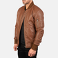 Bomia Premium MA-1 Genuine Leather Bomber Jacket Classic Military Style Outerwear