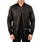 Bomia Premium MA-1 Genuine Leather Bomber Jacket Classic Military Style Outerwear
