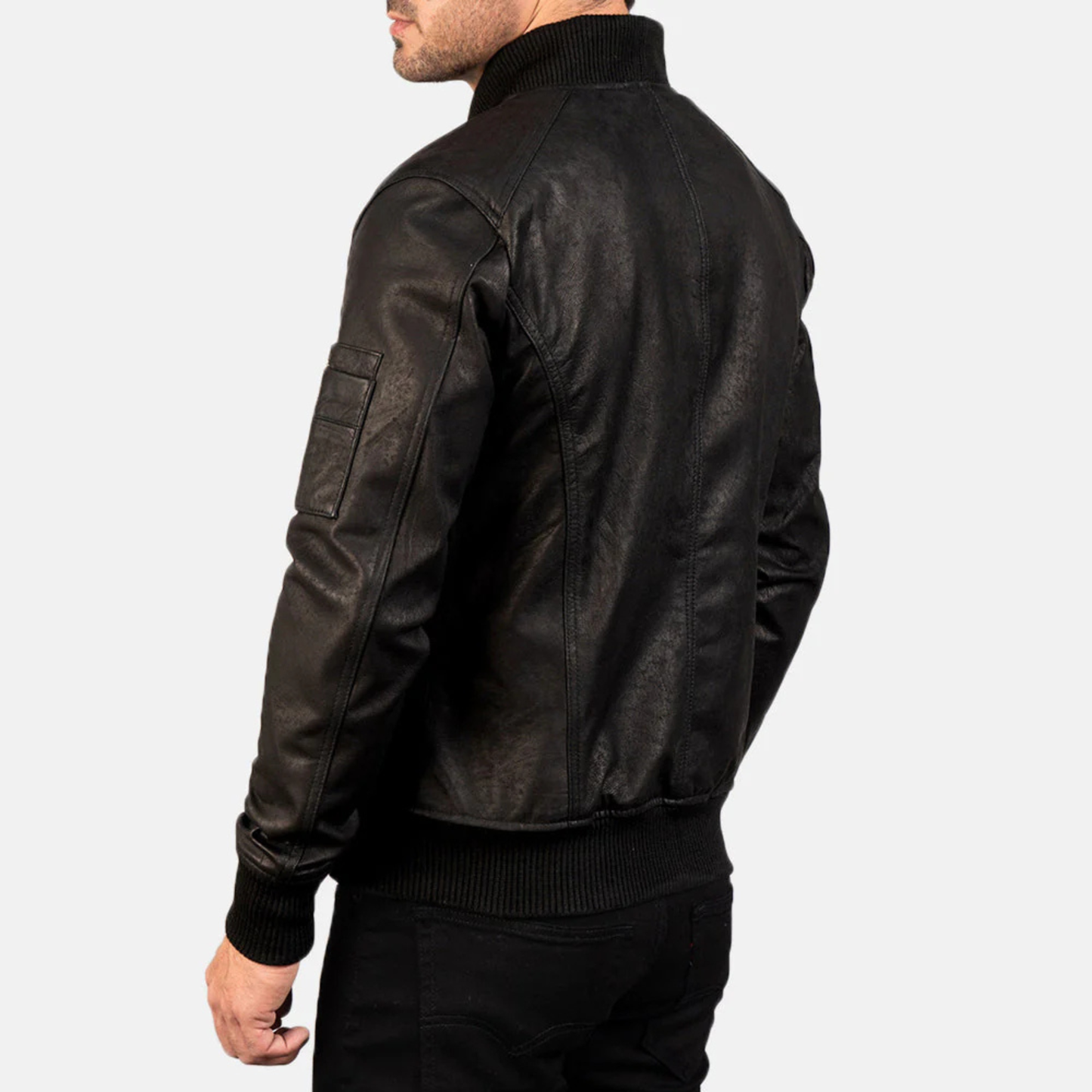 Bomia Premium MA-1 Genuine Leather Bomber Jacket Classic Military Style Outerwear