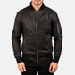 Bomia Premium MA-1 Genuine Leather Bomber Jacket Classic Military Style Outerwear