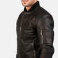 Bomia Premium MA-1 Genuine Leather Bomber Jacket Classic Military Style Outerwear