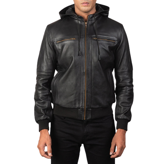 Bouncer Biz Leather Bomber Classic Flight Jacket for Men’s Luxury Outerwear