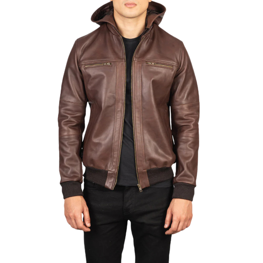 Bouncer Biz Leather Bomber Classic Flight Jacket for Men’s Luxury Outerwear