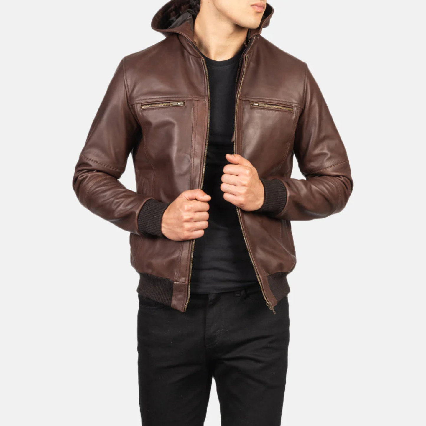 Bouncer Biz Leather Bomber Classic Flight Jacket for Men’s Luxury Outerwear