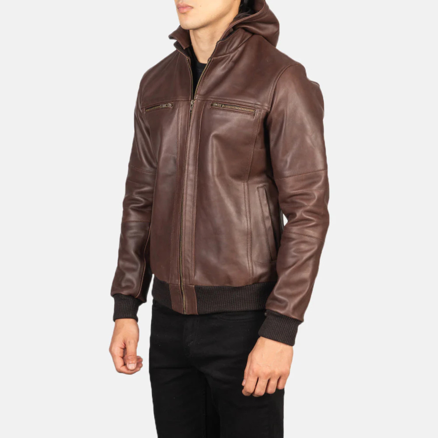 Bouncer Biz Leather Bomber Classic Flight Jacket for Men’s Luxury Outerwear