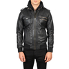 Bravado Hooded Sheepskin Bomber Jacket Modern Slim Fit with Hood