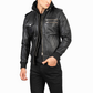 Bravado Hooded Sheepskin Bomber Jacket Modern Slim Fit with Hood